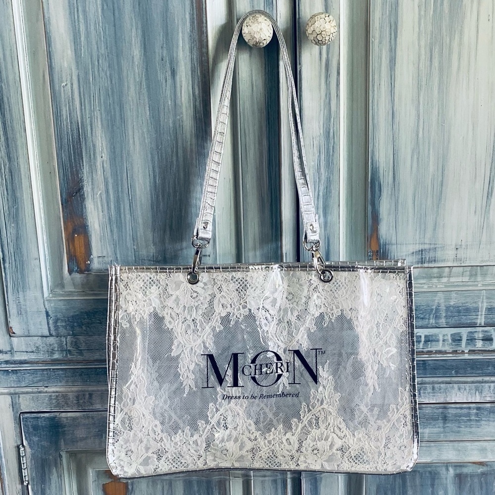 MON CHERI Special Occasion Dress Vinyl and Lace Tote